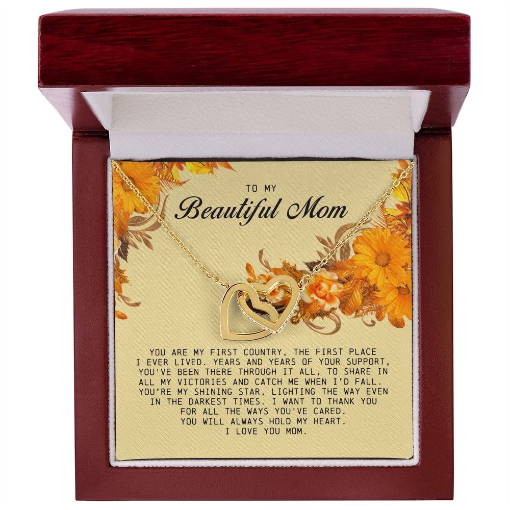 To My Beautiful Mom, Interlocking Hearts Necklace