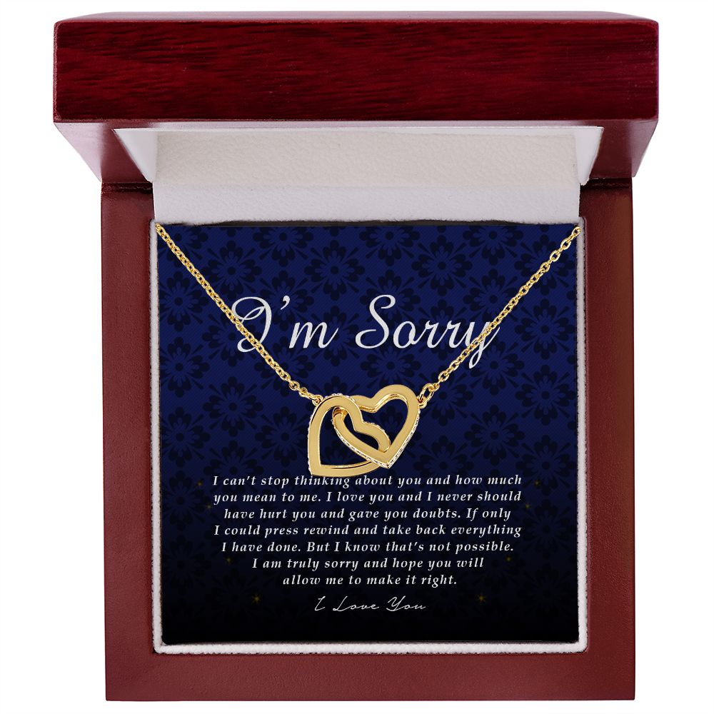 Interlocking Heart Necklace, I'm Sorry Card, Apology Gift For Her, Forgiveness Gift, I'm Sorry Gift For Wife / Girlfriend, Gift To Say Sorry