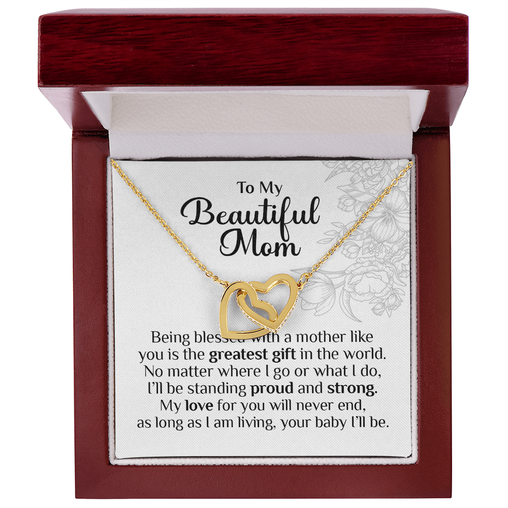 To My Beautiful Mom, Interlocking Hearts Necklace