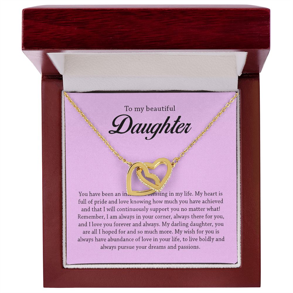 To My Beautiful Daughter, Interlocking Hearts Necklace