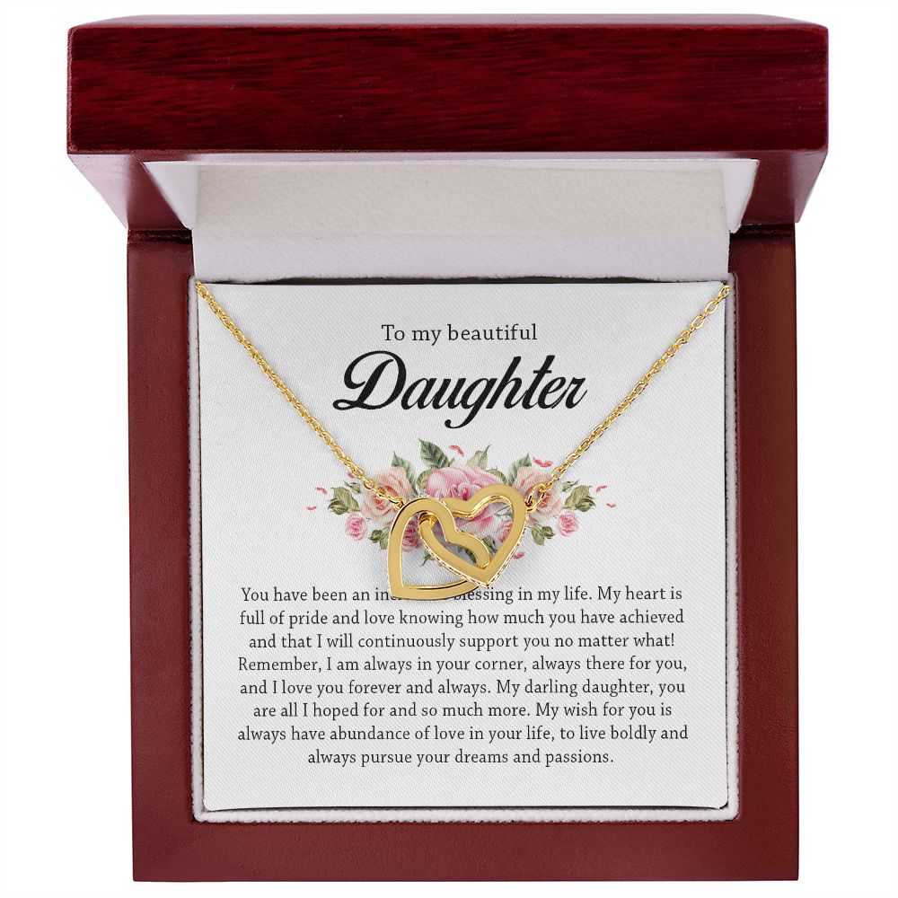 To My Beautiful Daughter, Interlocking Hearts Necklace