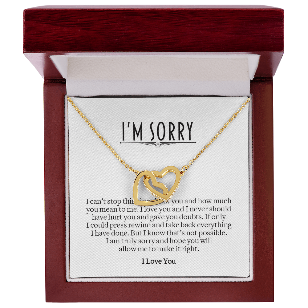 Apology Gift for Her, Interlocking Hearts Necklace