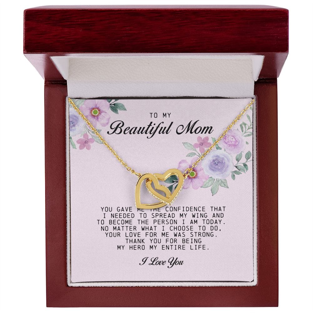 To my Beautiful Mom, Interlocking Hearts Necklace
