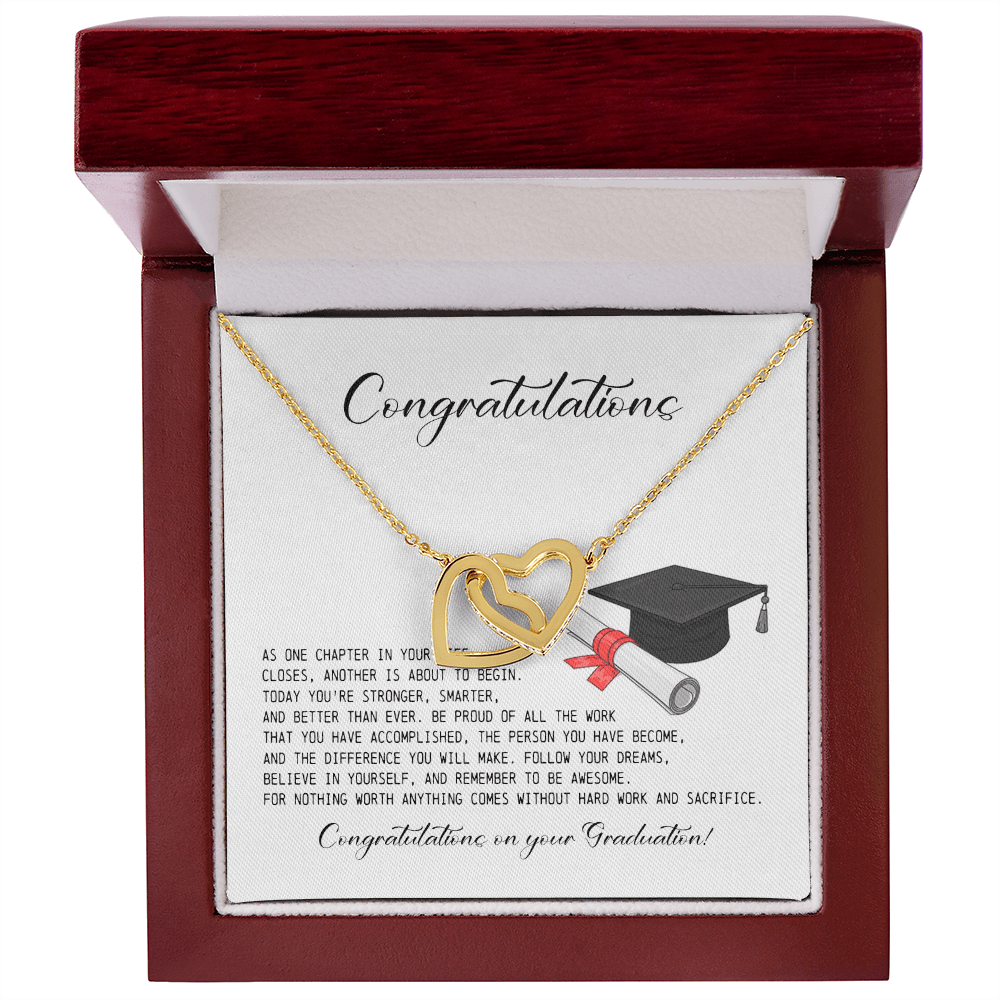 Graduation Gift for Her, Interlocking Hearts Necklace