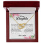 To My Daughter "Never Give Up On Your Dreams" Interlocking Hearts Necklace