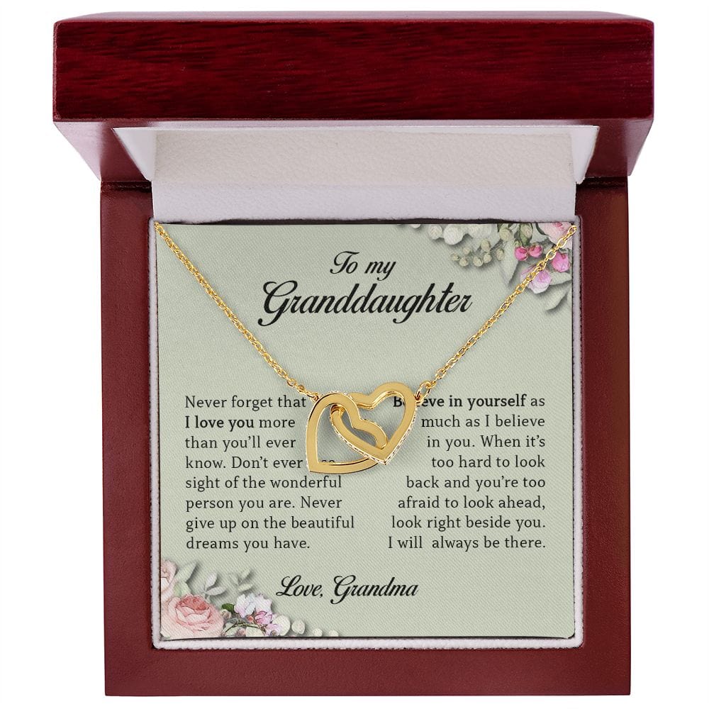 To My Granddaughter, Interlocking Hearts Necklace