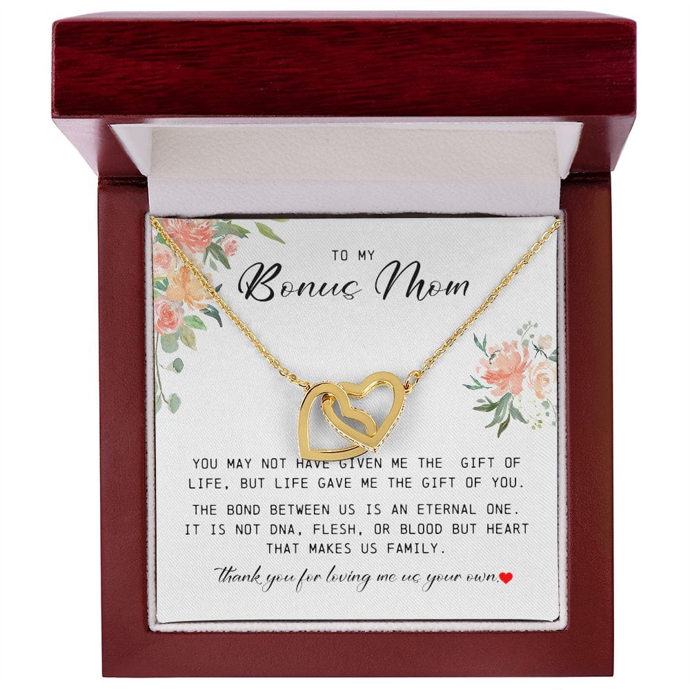 To My Bonus Mom, Interlocking Hearts Necklace