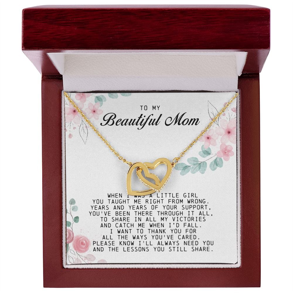 To my Beautiful Mom, Interlocking Hearts Necklace