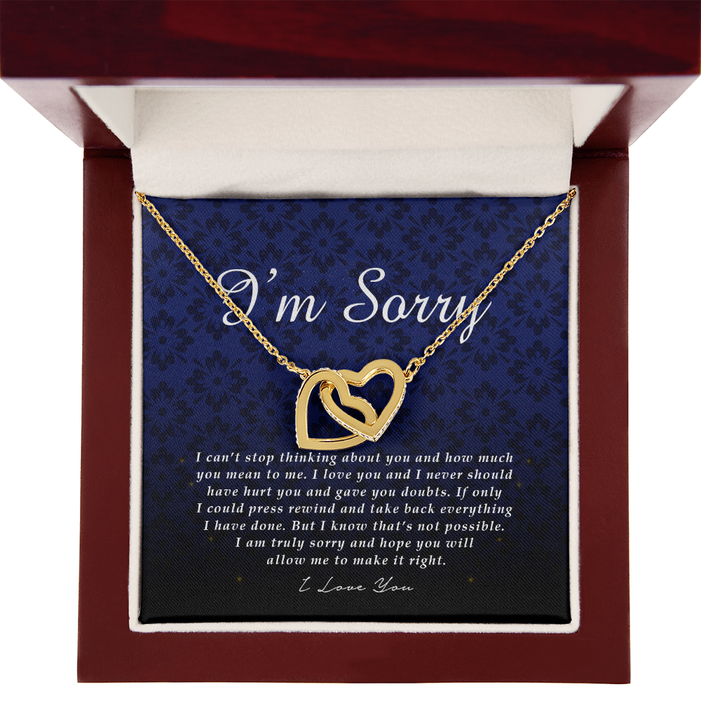 Interlocking Heart Necklace, I'm Sorry Card, Apology Gift For Her, Forgiveness Gift, I'm Sorry Gift For Wife / Girlfriend, Gift To Say Sorry
