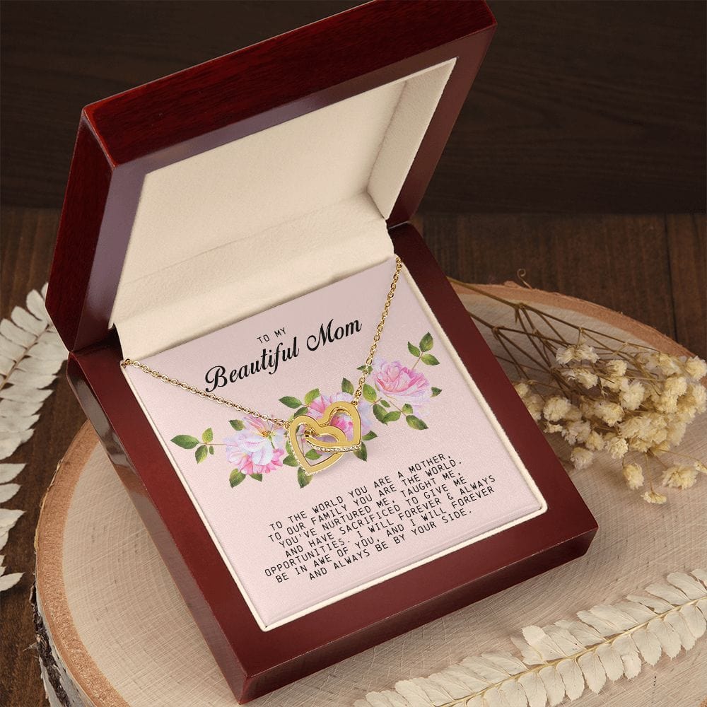 To my Beautiful Mom, Interlocking Hearts Necklace
