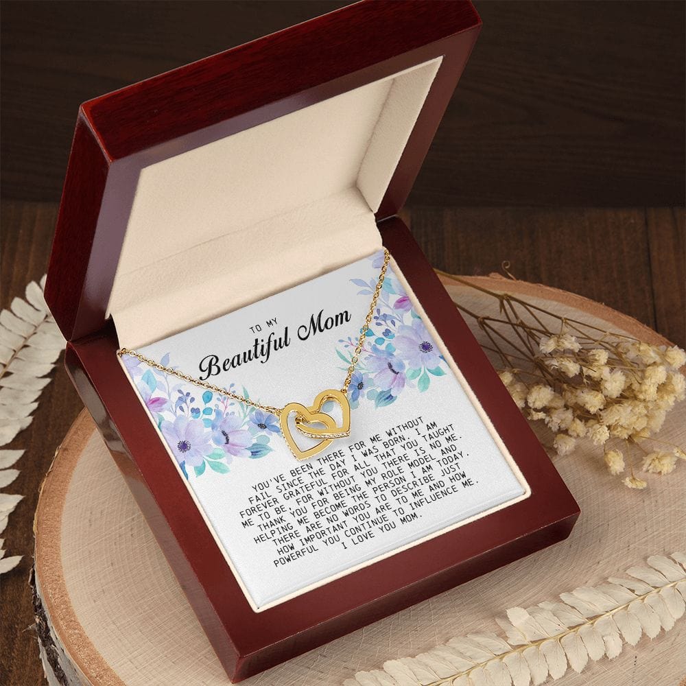 To my Beautiful Mom, Interlocking Hearts Necklace