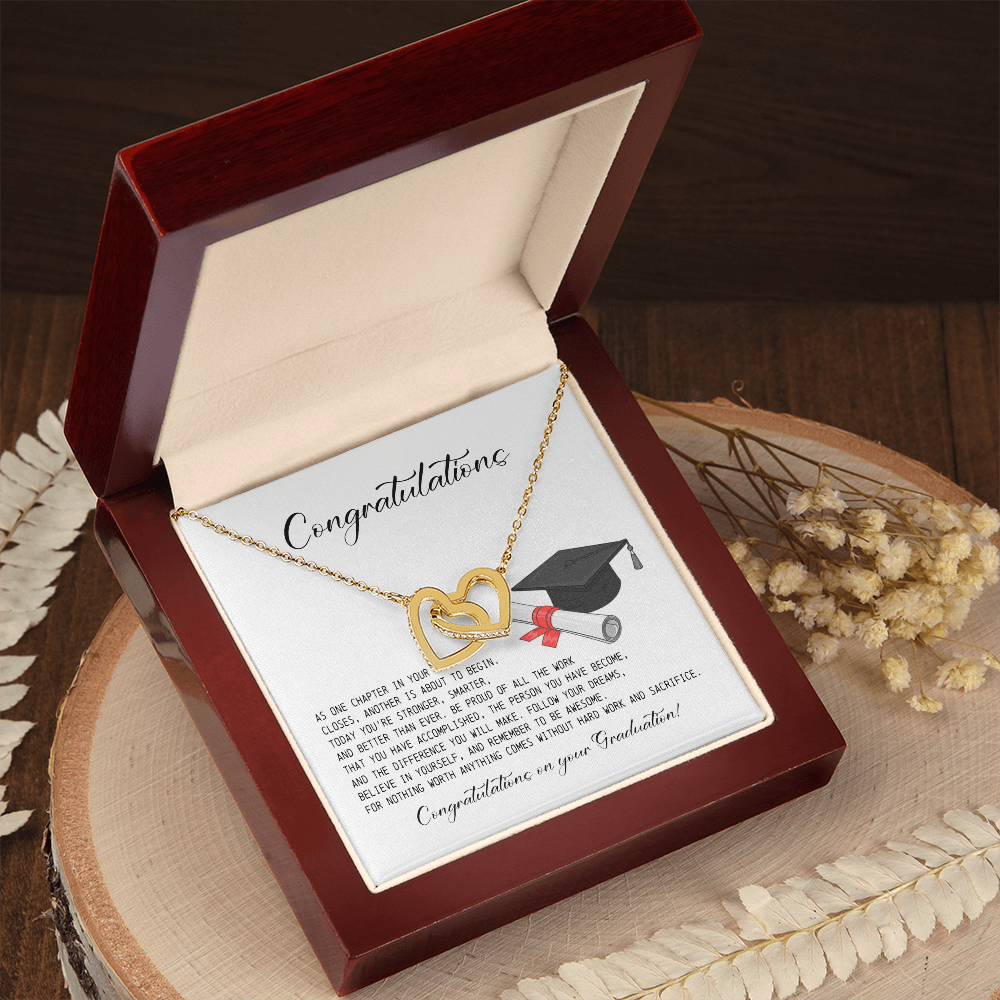 Graduation Gift for Her, Interlocking Hearts Necklace