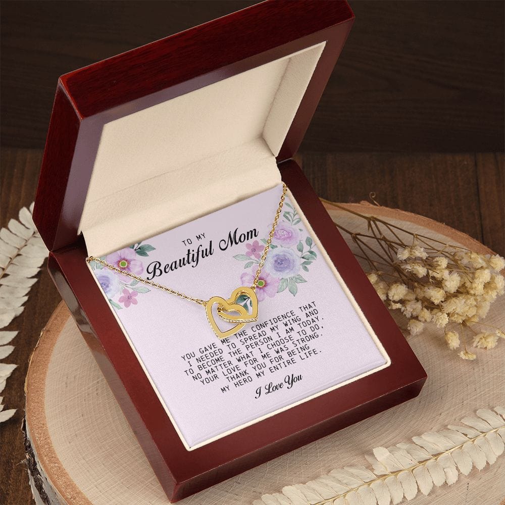 To my Beautiful Mom, Interlocking Hearts Necklace