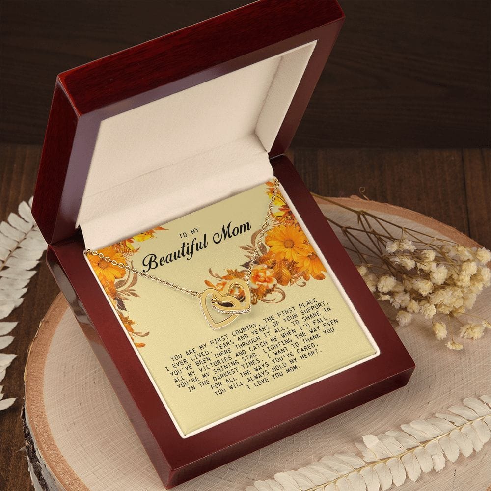 To My Beautiful Mom, Interlocking Hearts Necklace