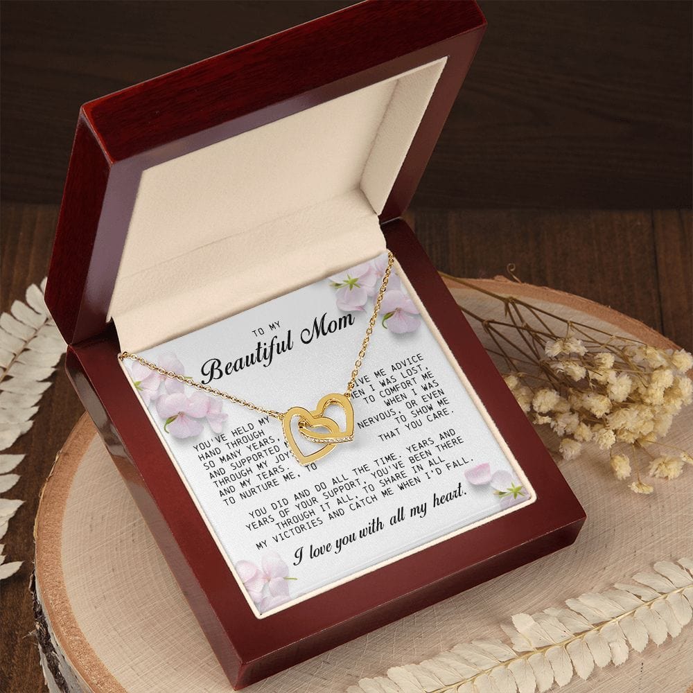 To My Beautiful Mom, Interlocking Hearts Necklace