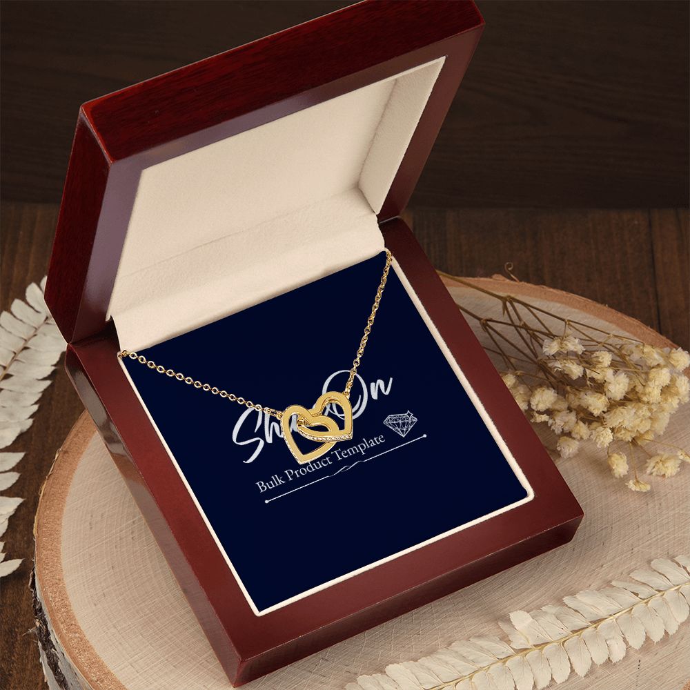 Interlocking Hearts Necklace, 18K Yellow Gold Finish