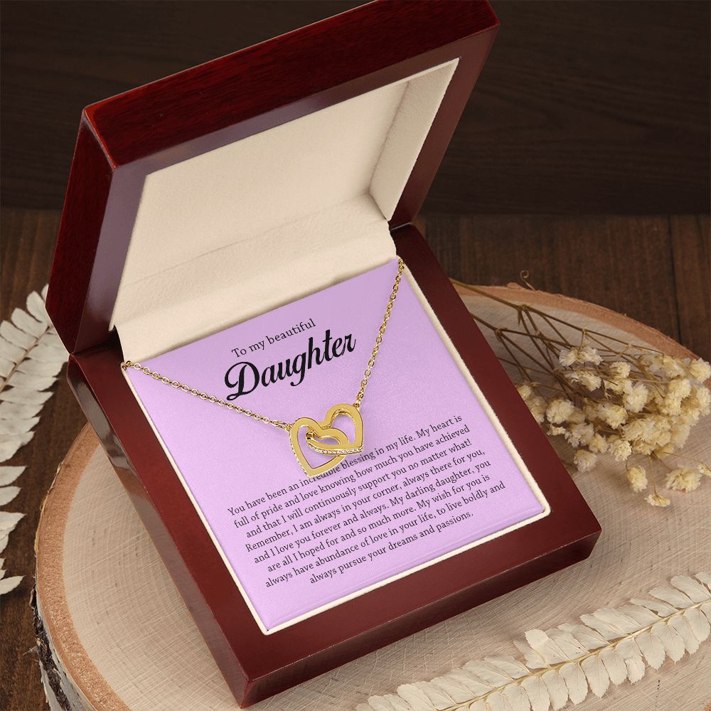 To My Beautiful Daughter, Interlocking Hearts Necklace