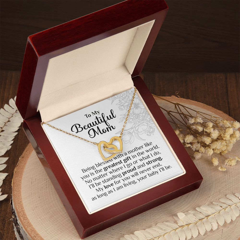 To My Beautiful Mom, Interlocking Hearts Necklace