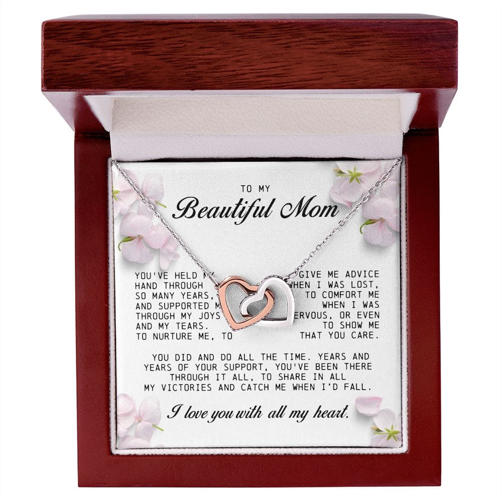 To My Beautiful Mom, Interlocking Hearts Necklace