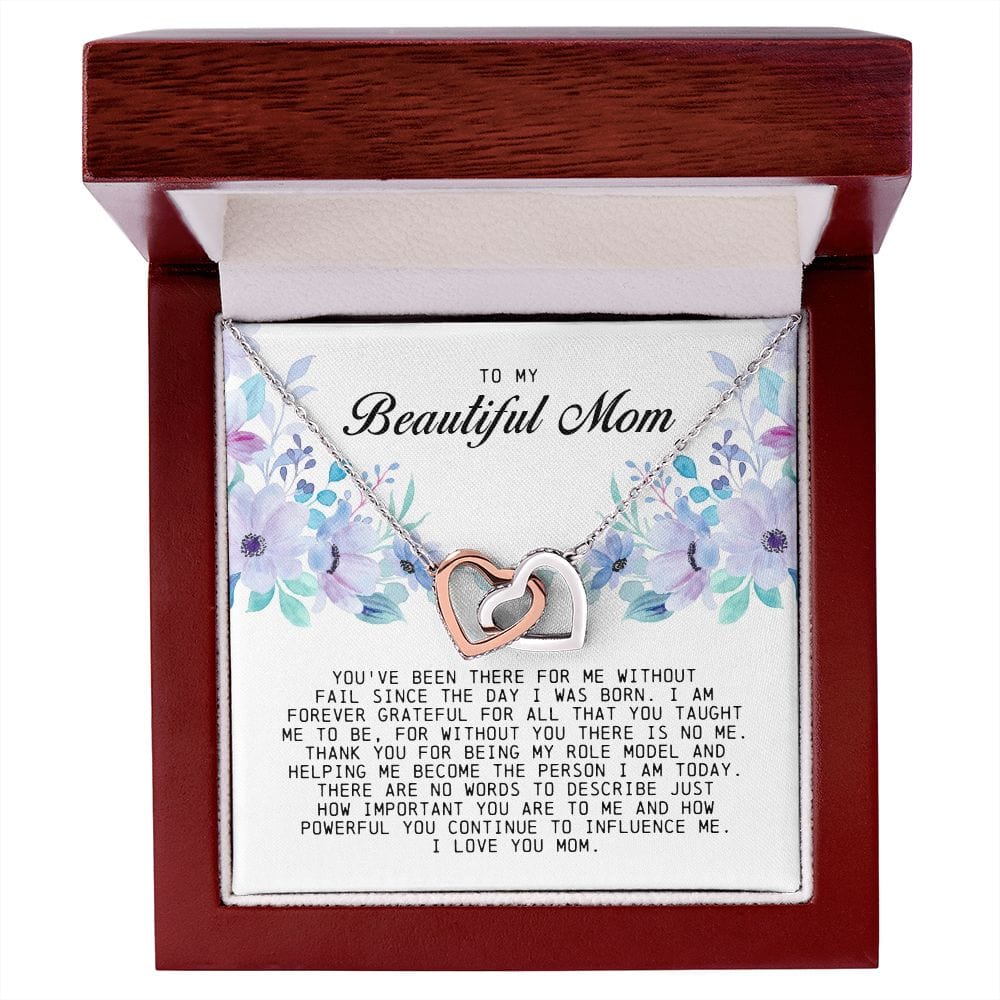 To my Beautiful Mom, Interlocking Hearts Necklace