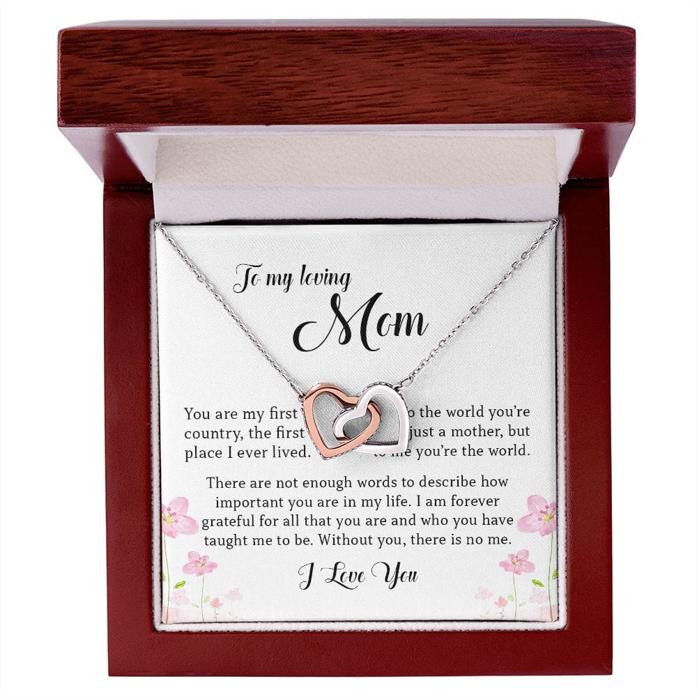 To My Loving Mom, Interlocking Hearts Necklace
