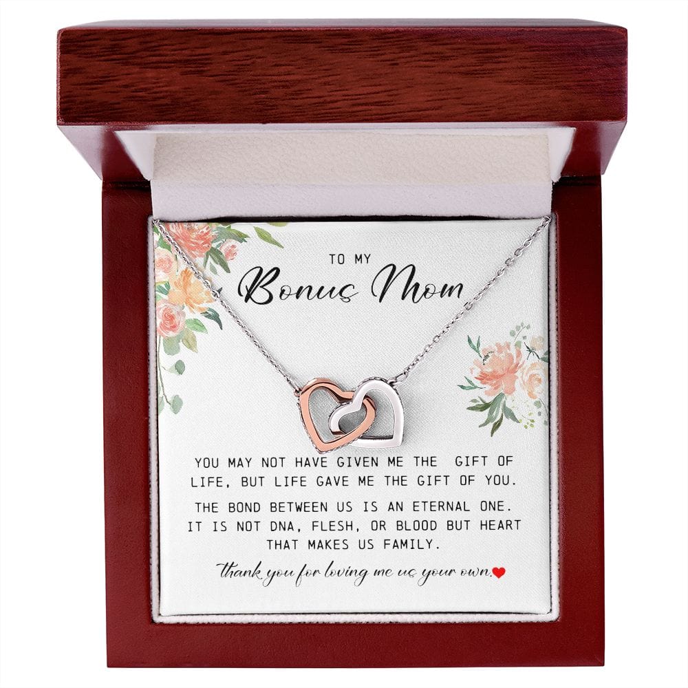 To My Bonus Mom, Interlocking Hearts Necklace