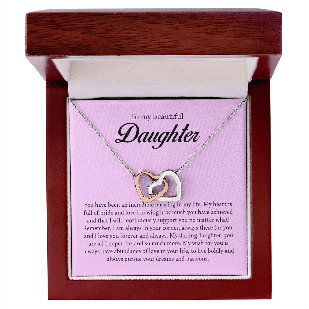 To My Beautiful Daughter, Interlocking Hearts Necklace