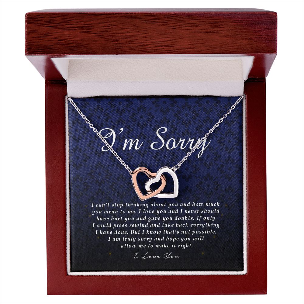 Interlocking Heart Necklace, I'm Sorry Card, Apology Gift For Her, Forgiveness Gift, I'm Sorry Gift For Wife / Girlfriend, Gift To Say Sorry