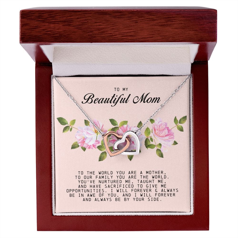 To my Beautiful Mom, Interlocking Hearts Necklace