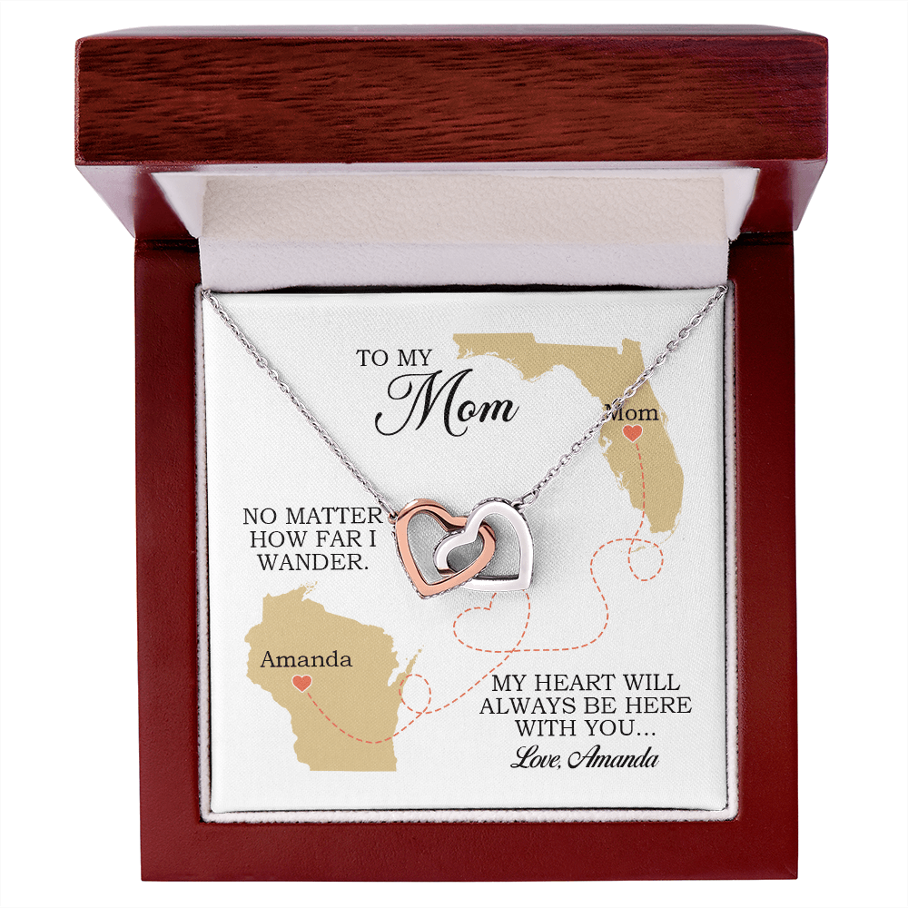 To My Mom Gift, Interlocking Hearts Necklace
