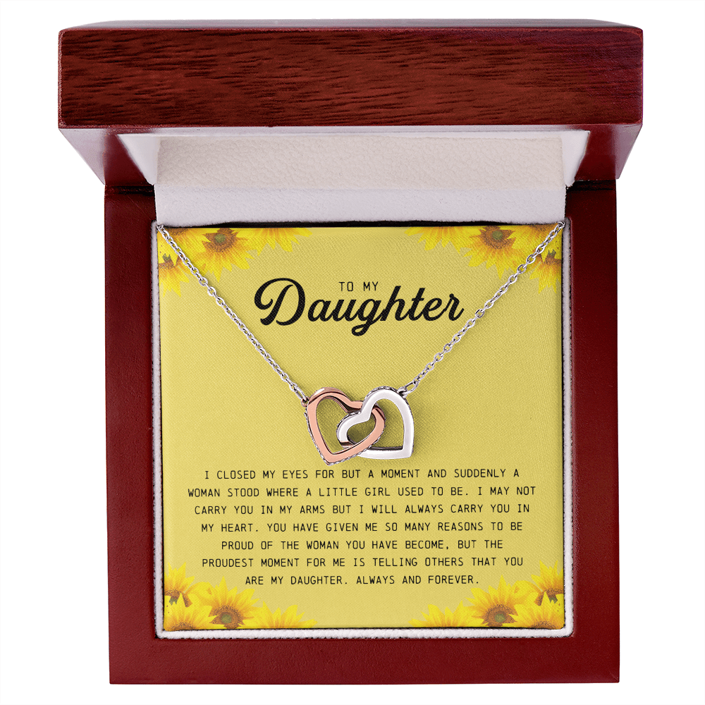 To My Daughter, Interlocking Hearts Necklace