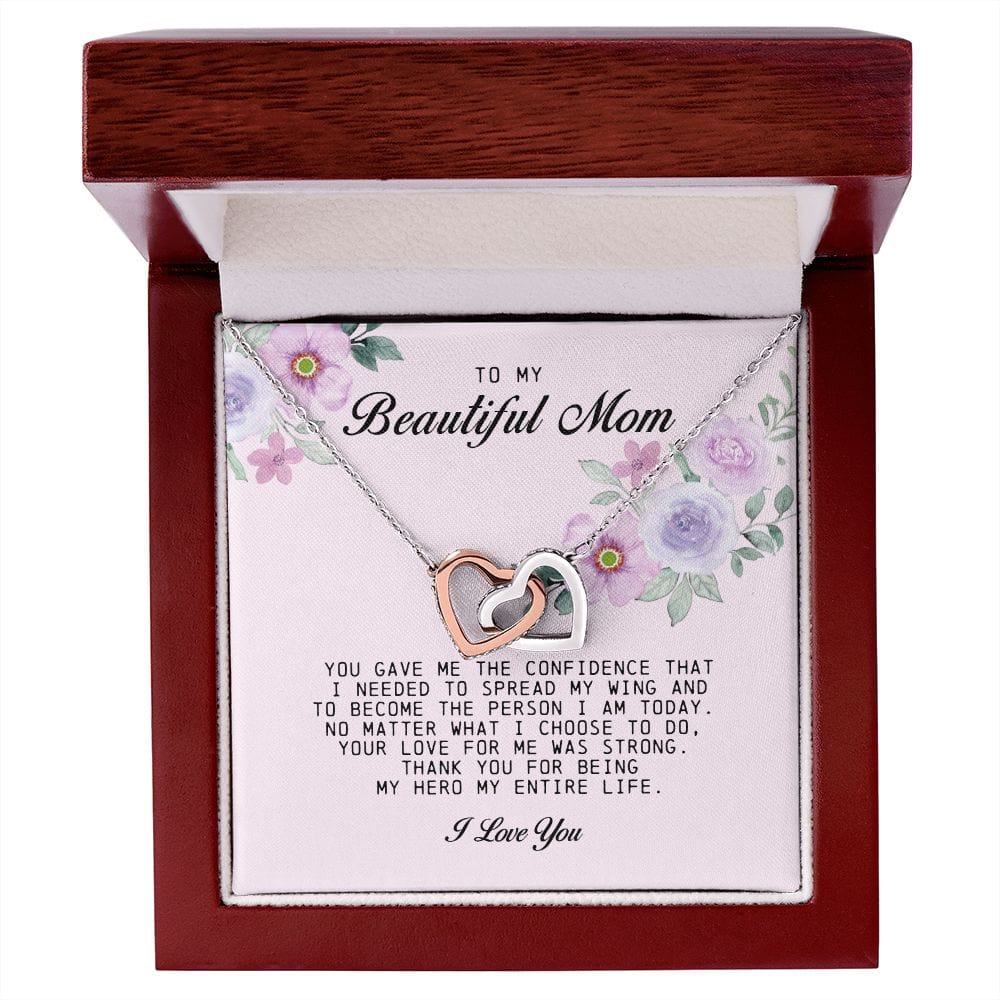 To my Beautiful Mom, Interlocking Hearts Necklace