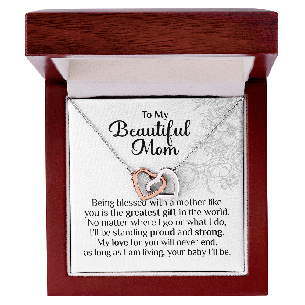 To My Beautiful Mom, Interlocking Hearts Necklace