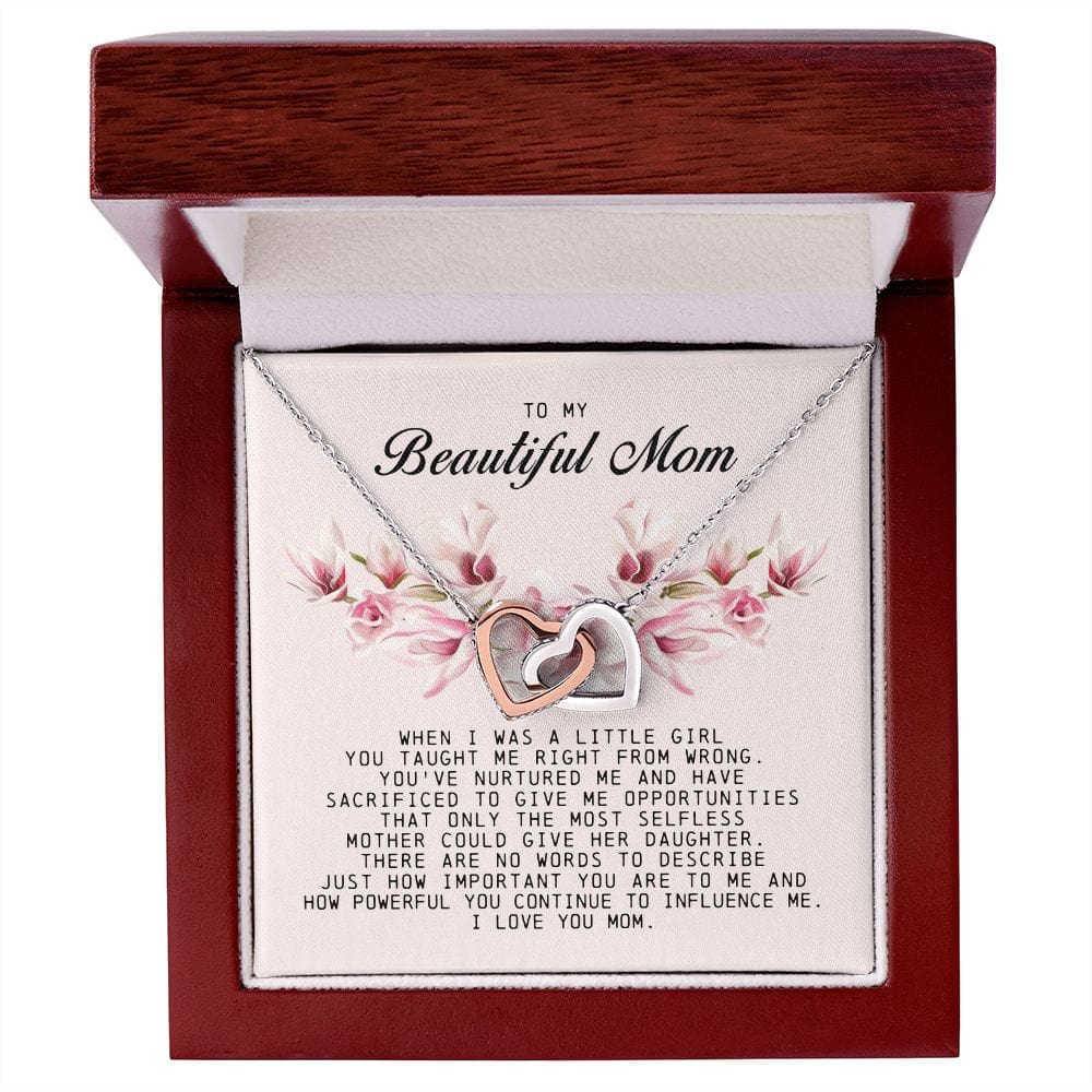 To my Beautiful Mom, Interlocking Hearts Necklace