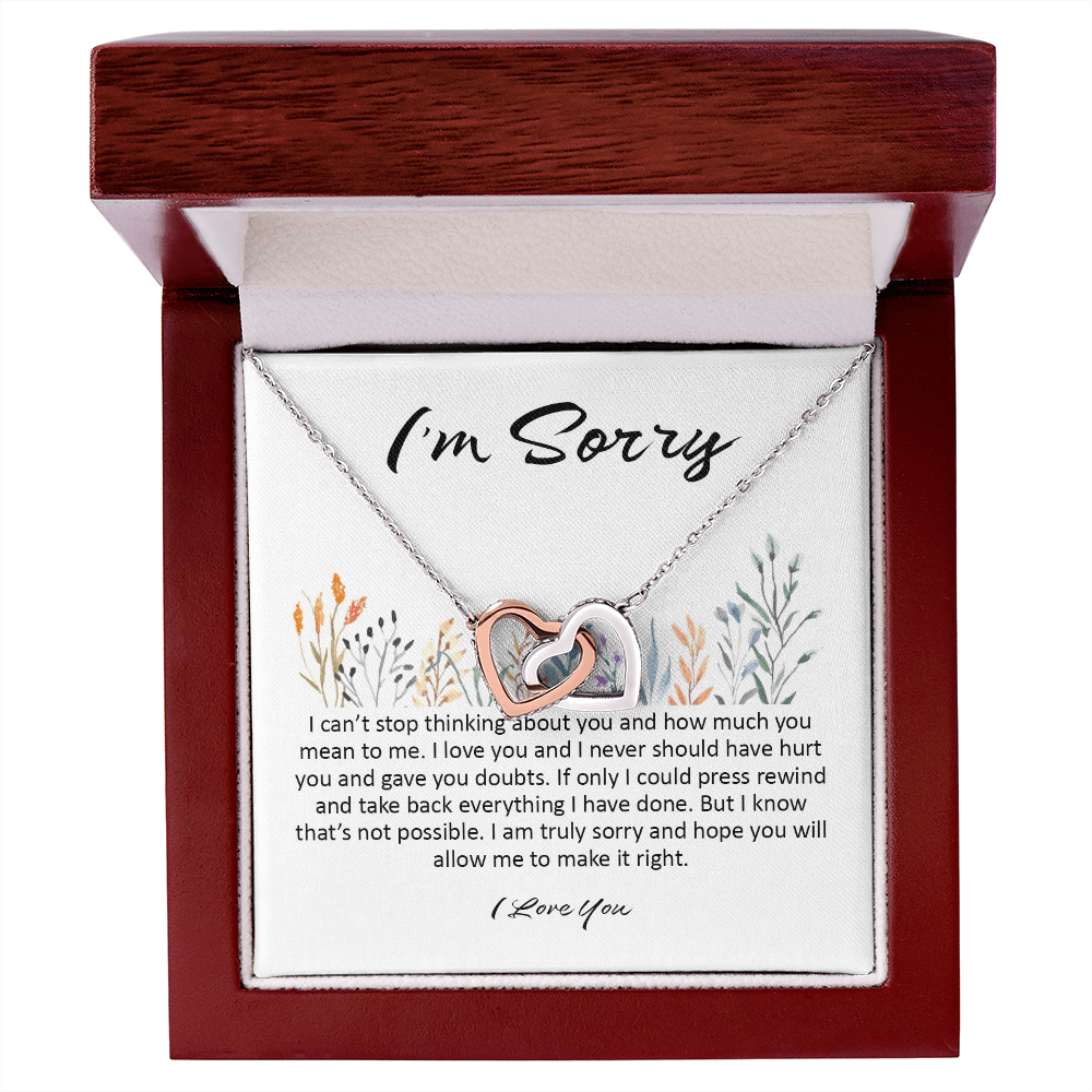 I'm Sorry Gift, Interlocking Hearts Necklace