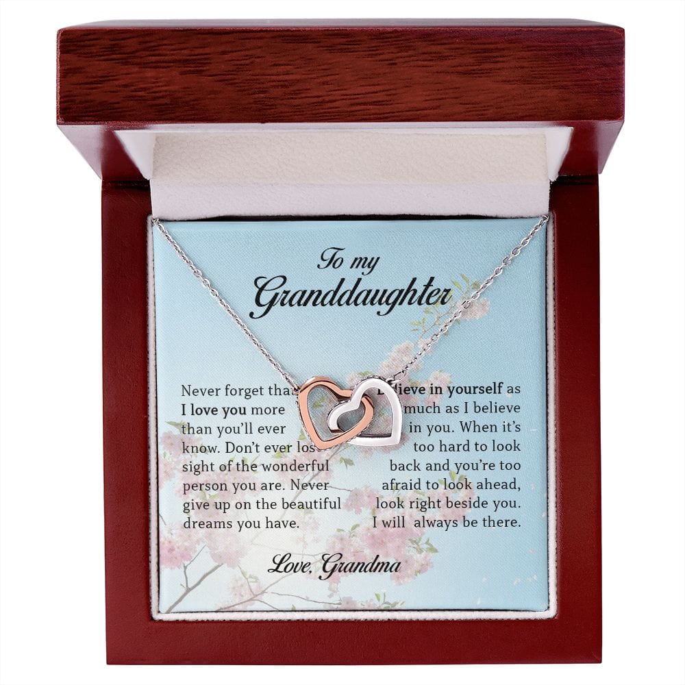 To My Granddaughter, Interlocking Hearts Necklace