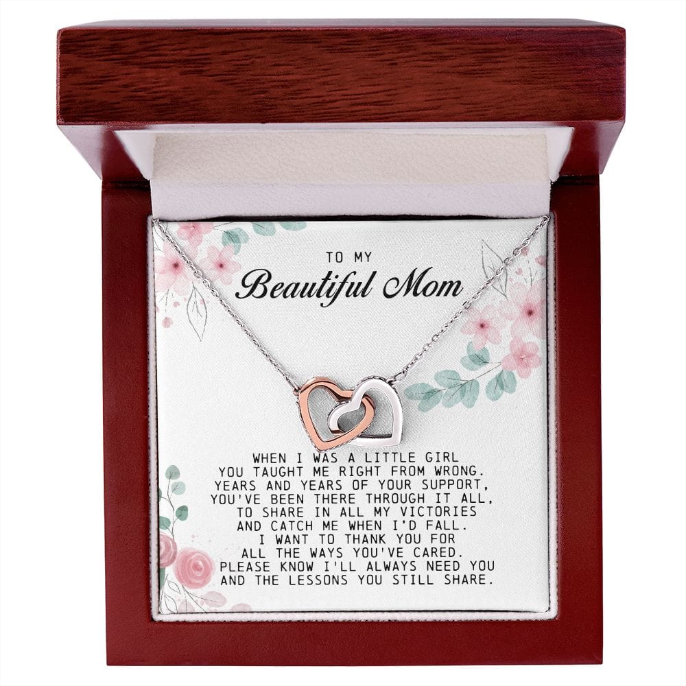 To my Beautiful Mom, Interlocking Hearts Necklace
