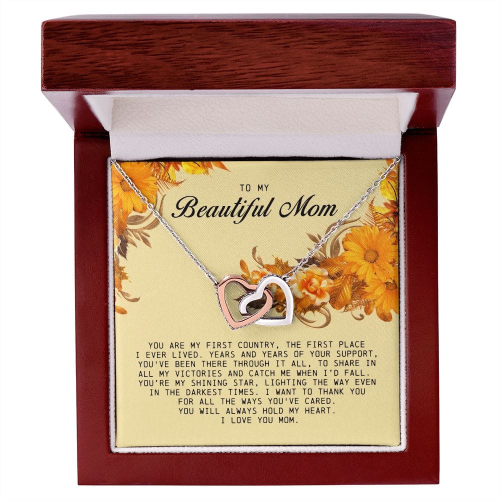 To My Beautiful Mom, Interlocking Hearts Necklace