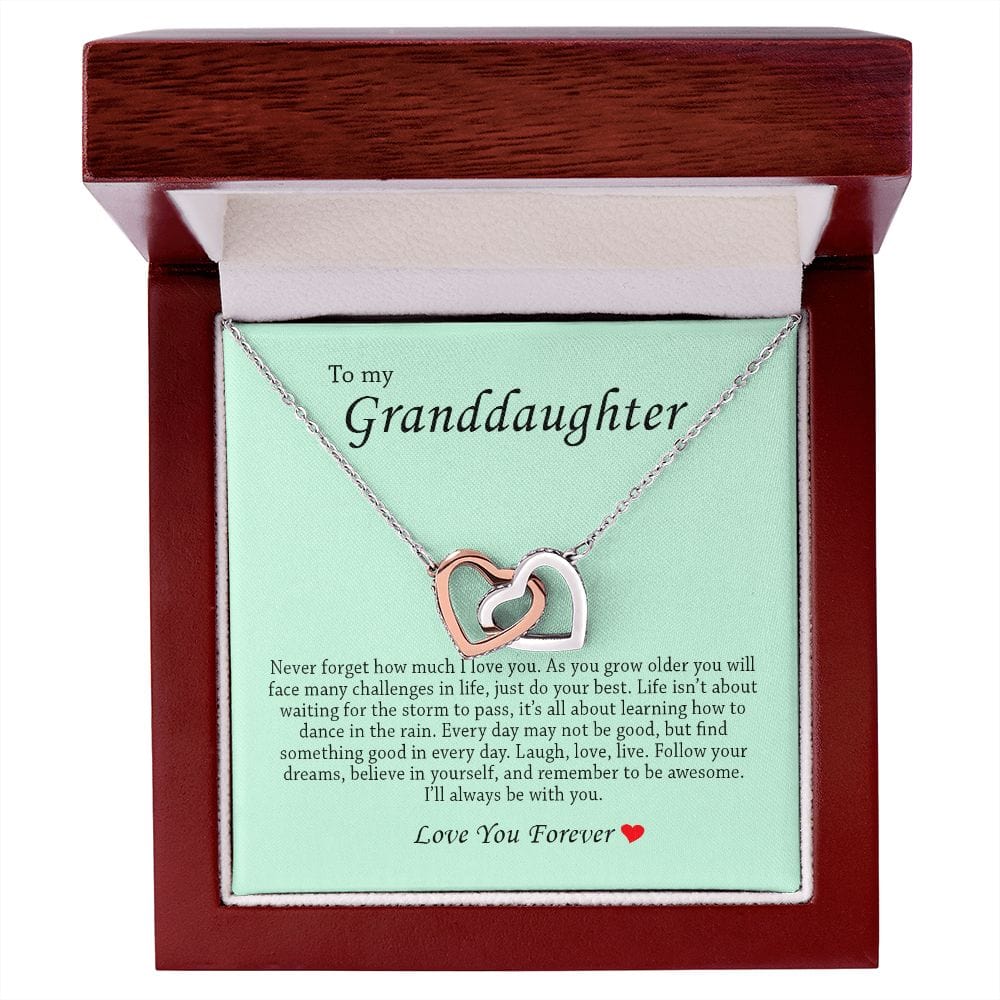 To My Granddaughter, Interlocking Hearts Necklace