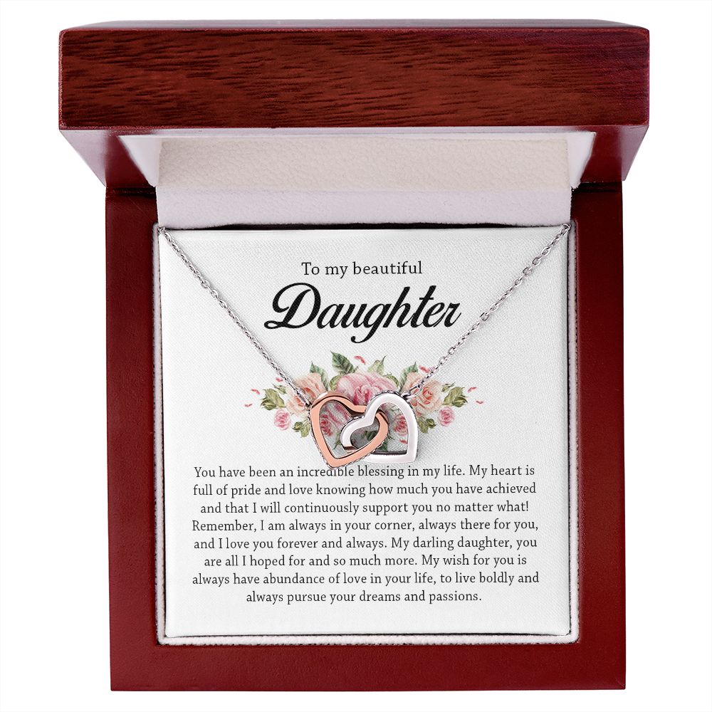 To My Beautiful Daughter, Interlocking Hearts Necklace