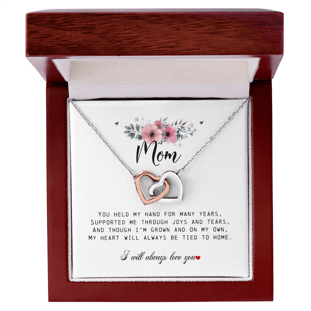Mom Gift, Interlocking Hearts Necklace
