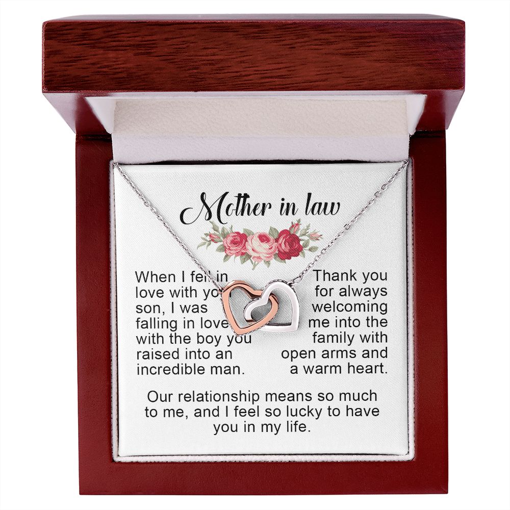 Mother in Law Gift, Interlocking Hearts Necklace