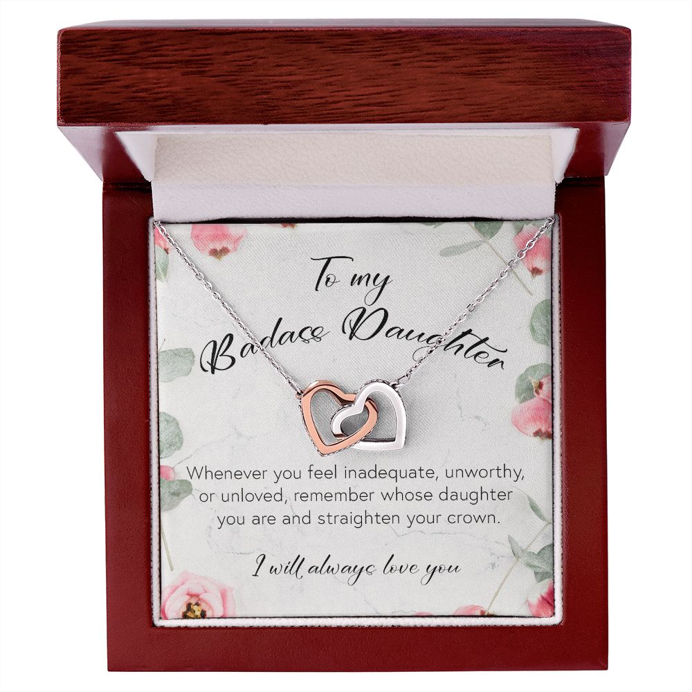 To My Badass Daughter, Interlocking Hearts Necklace
