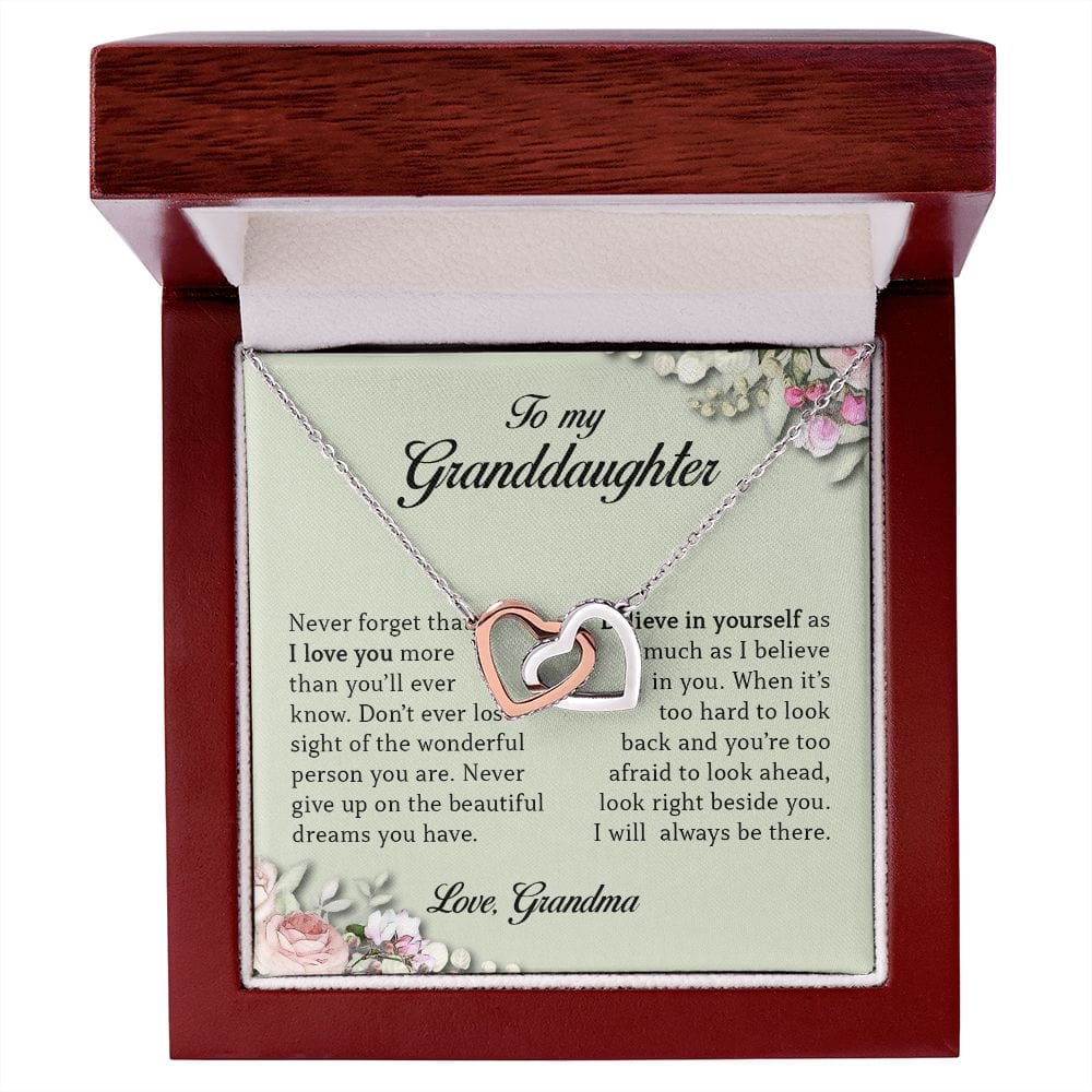 To My Granddaughter, Interlocking Hearts Necklace