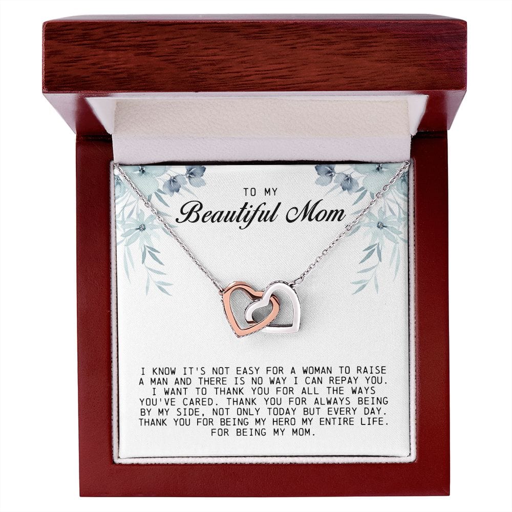 To my Beautiful Mom, Interlocking Hearts Necklace