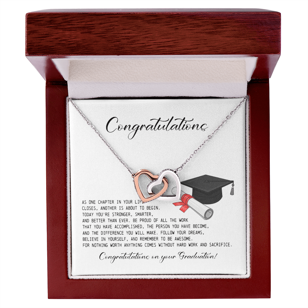 Graduation Gift for Her, Interlocking Hearts Necklace