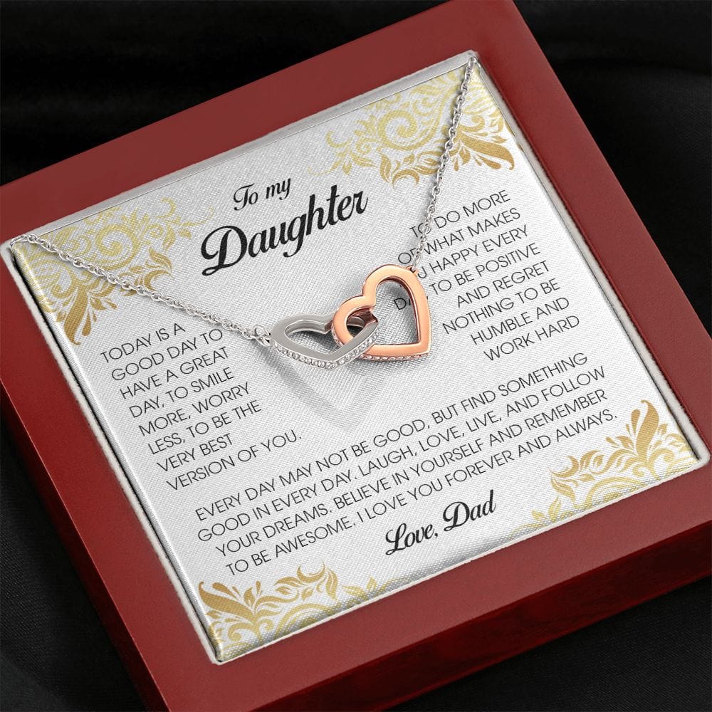 To My Daughter, Interlocking Heart Necklace