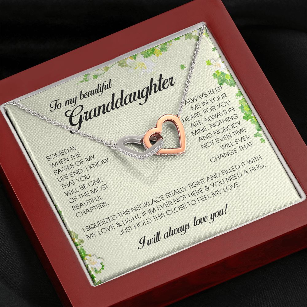 To My Beautiful Granddaughter, Interlocking Heart Necklace