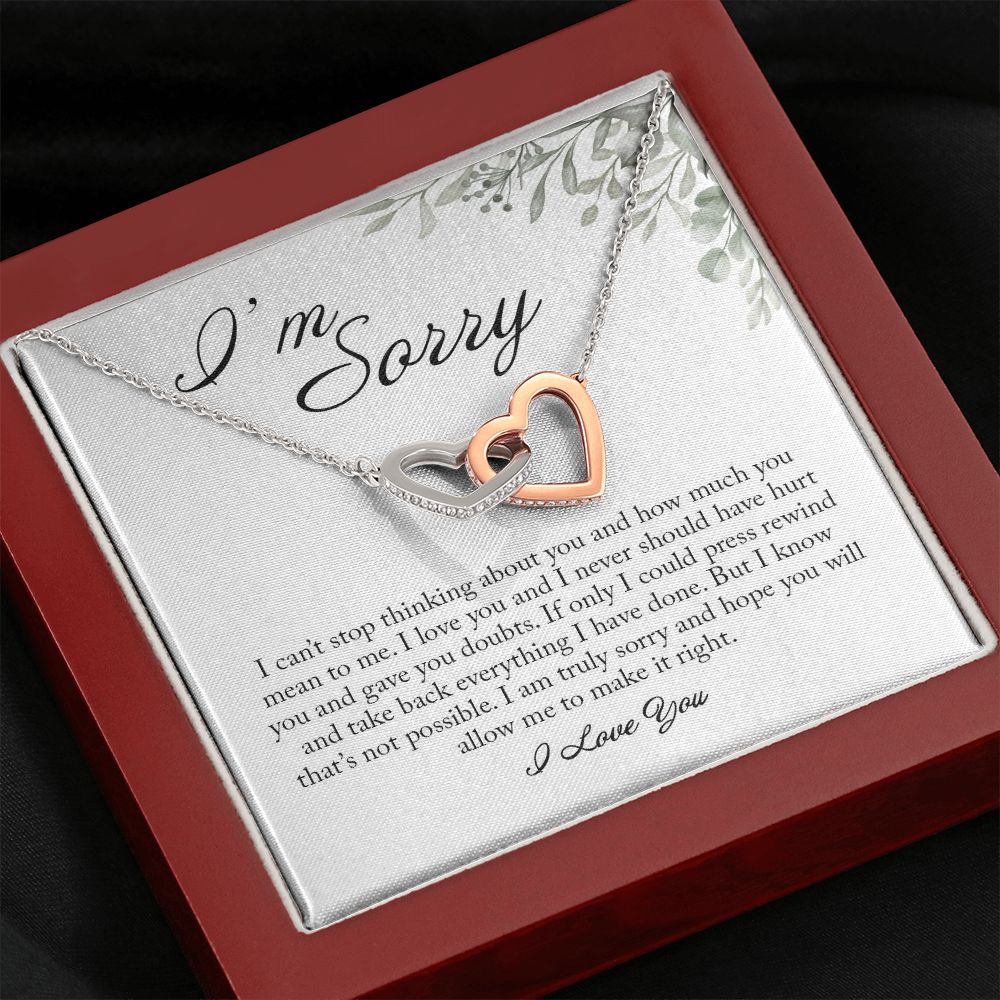 Sorry Gift for Her, Interlocking Hearts Necklace