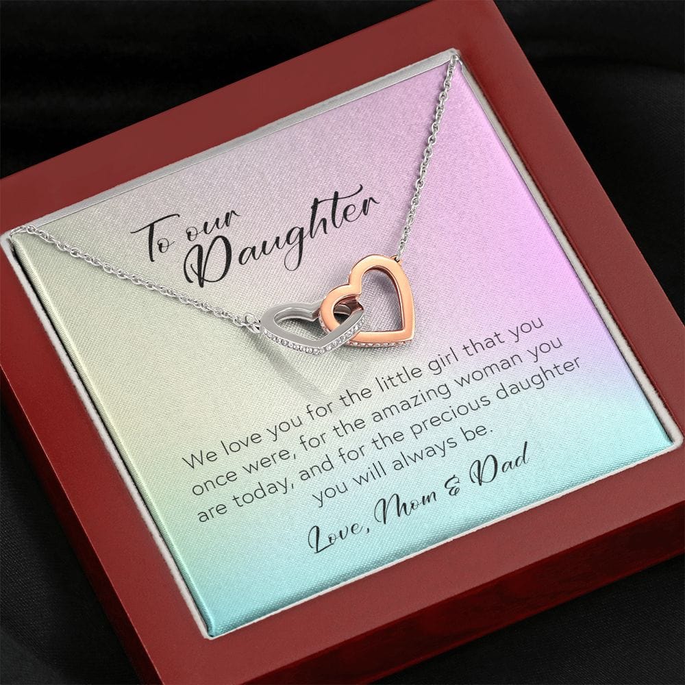 To My Daughter, Interlocking Hearts Necklace